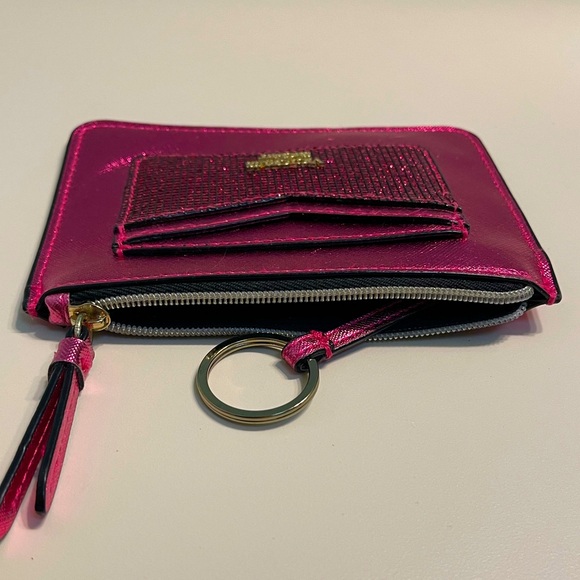 Victoria’s Secret Card Holder Wallet in Fuchsia Magenta With Pink Crystals Bling - Picture 5 of 8